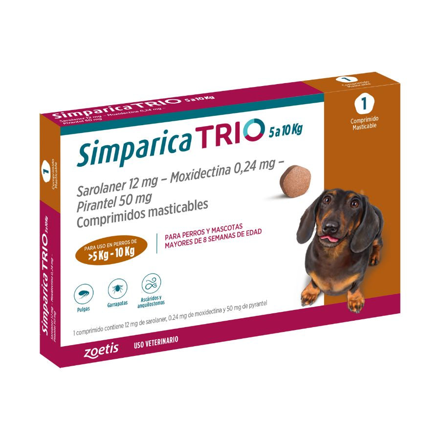 Antiparasitario Simparica Trio (5.1 - 10 kg) 1 Comprimido Masticable
