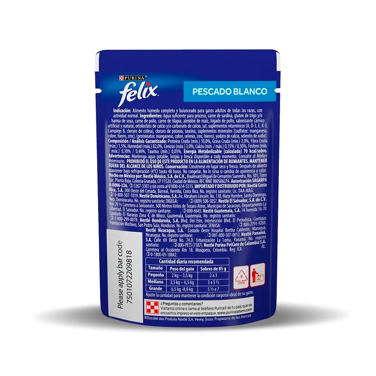 Alimento Húmedo Felix Pescado Blanco