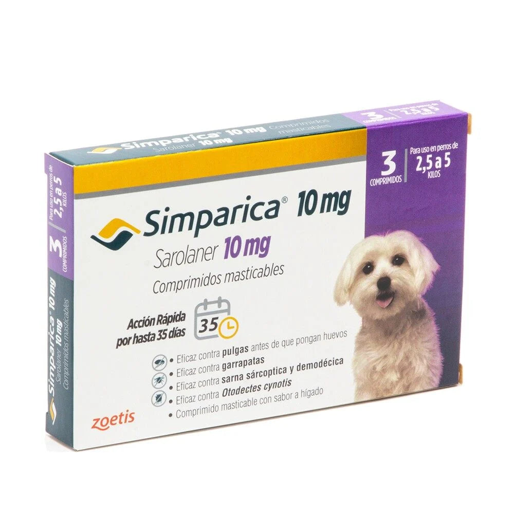 Antiparasitario Simparica (2,5 a 5 kg) 3 Comprimidos Masticables