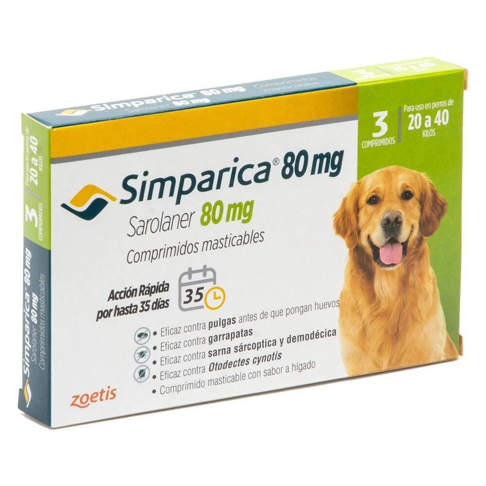 Antiparasitario Simparica (20 a 40 kg) 3 Comprimidos Masticables