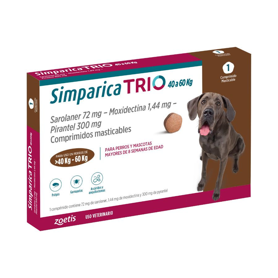 Antiparasitario Simparica Trio (40.1 - 60 kg) 1 Comprimido Masticable