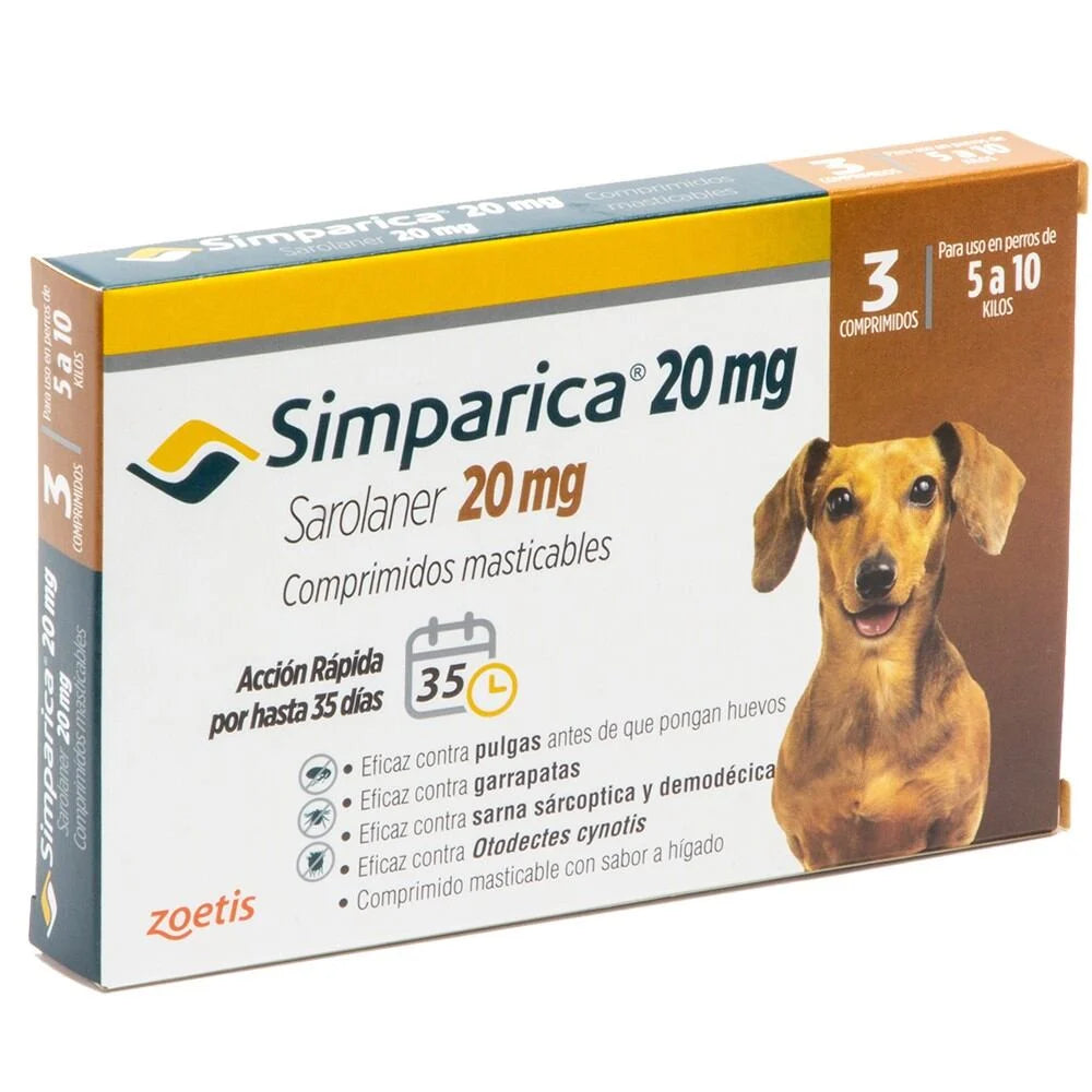 Antiparasitario Simparica (5 a 10 kg) 3 Comprimidos Masticables