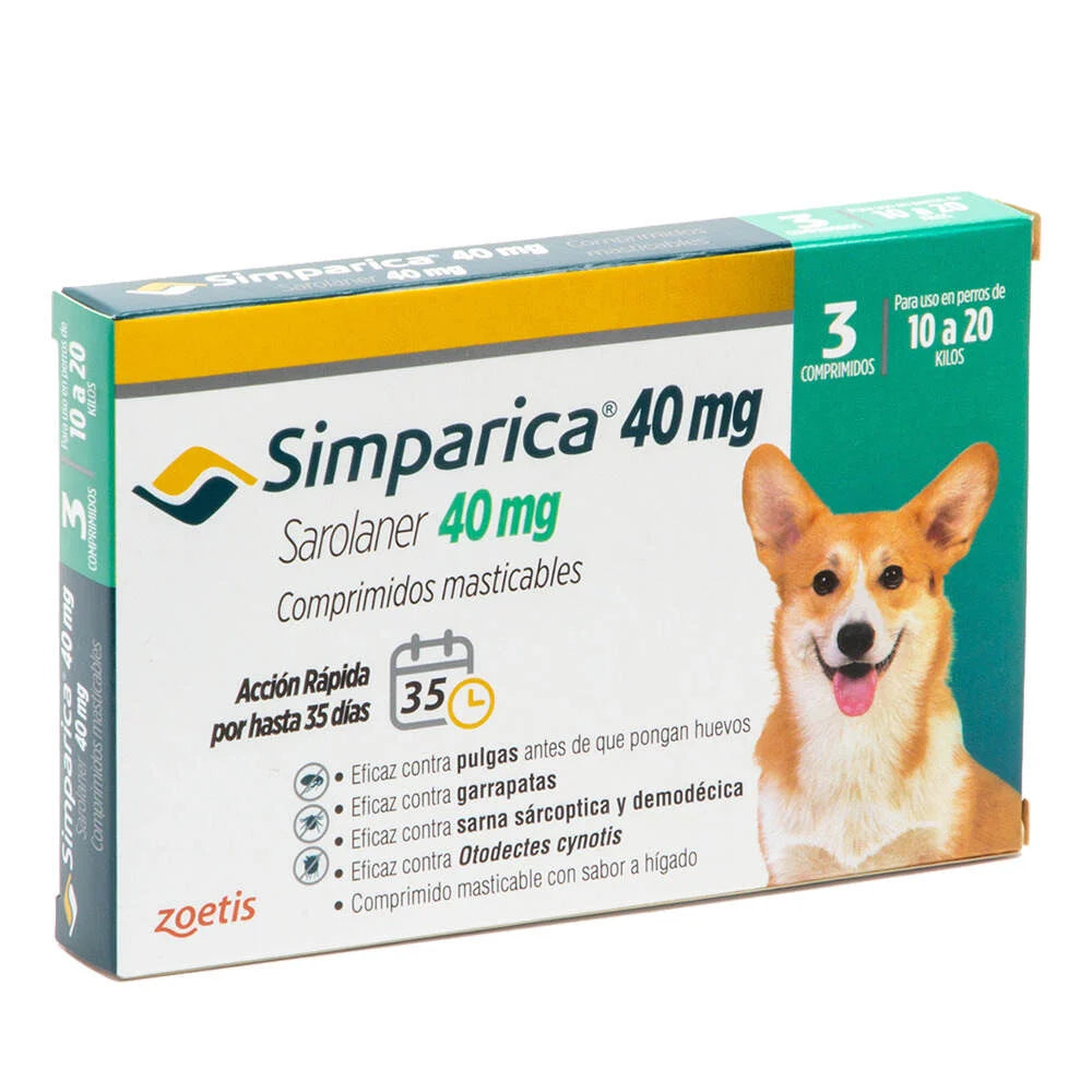 Antiparasitario Simparica (10 a 20 kg) 3 Comprimidos Masticables