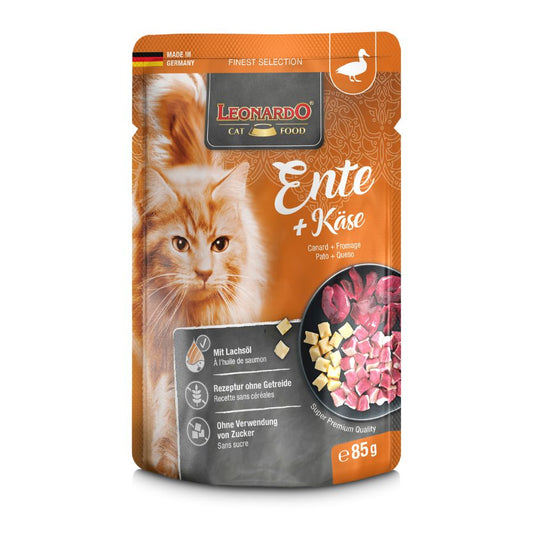Leonardo pouch pato y queso alimento húmedo para gatos 85 GR